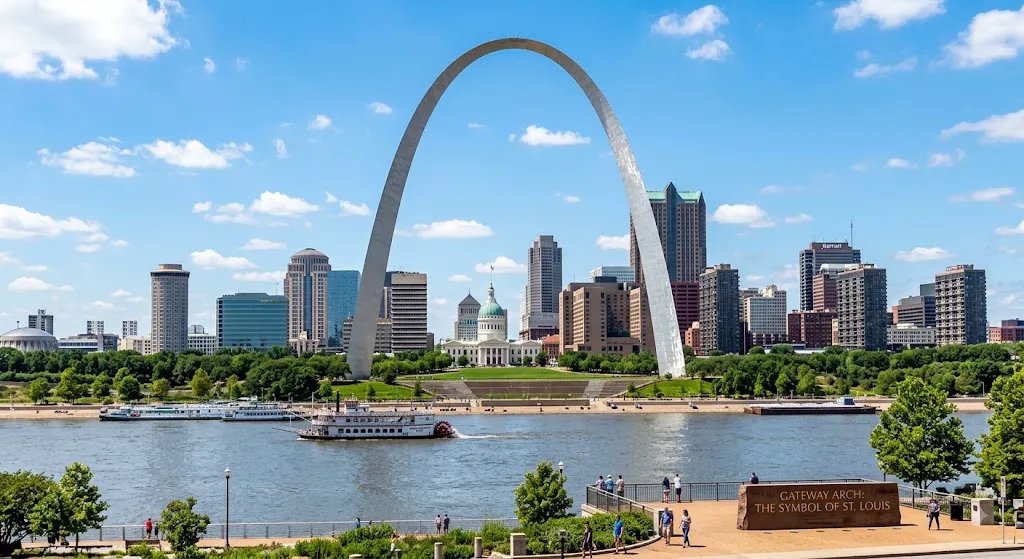 The iconic Gateway Arch stands tall as the ultimate symbol of St. Louis, a famous American icon and a must-see landmark