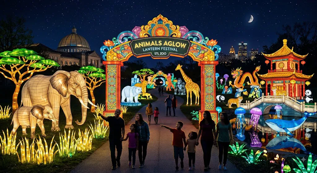 Giant illuminated lantern displays turn the zoo into a completely different nighttime experience