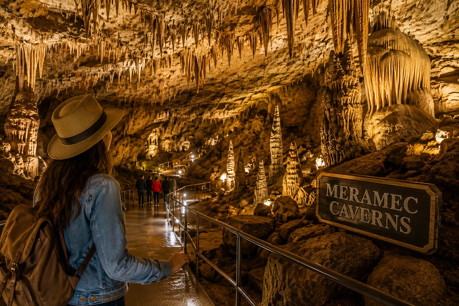 Descend into massive underground chambers and explore the hidden wonders of historic Meramec Caverns