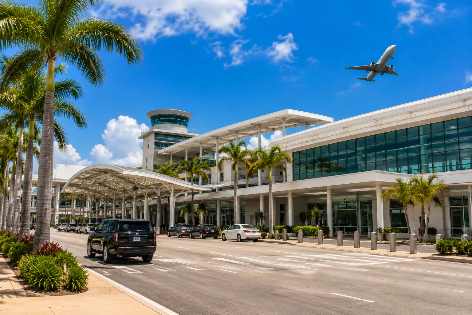 Travelers arrive in Palm Beach by plane or train, enjoying easy connections to hotels, beaches, and other cities across South Florida