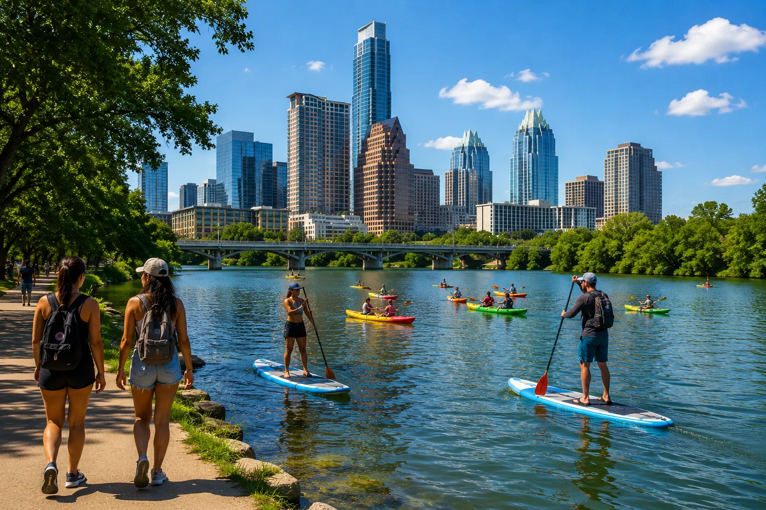 You can walk, jog, cycle, rent a kayak or simply sit near the water and enjoy views of the skyline