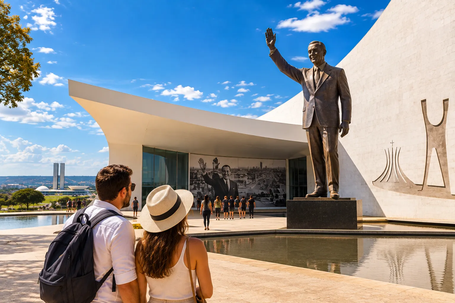 The JK Memorial honors Juscelino Kubitschek with modern architecture, historic photographs, and exhibits about Brasília's creation
