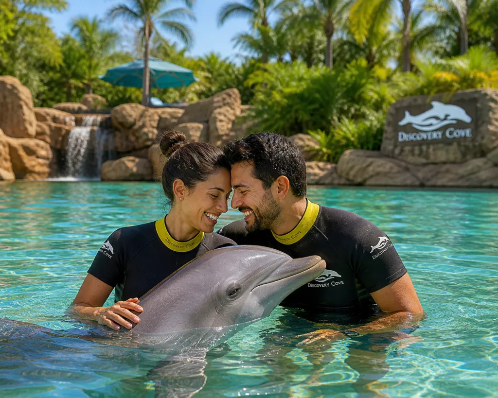 Discovery Cove offers the perfect counter-balance as a peaceful oasis