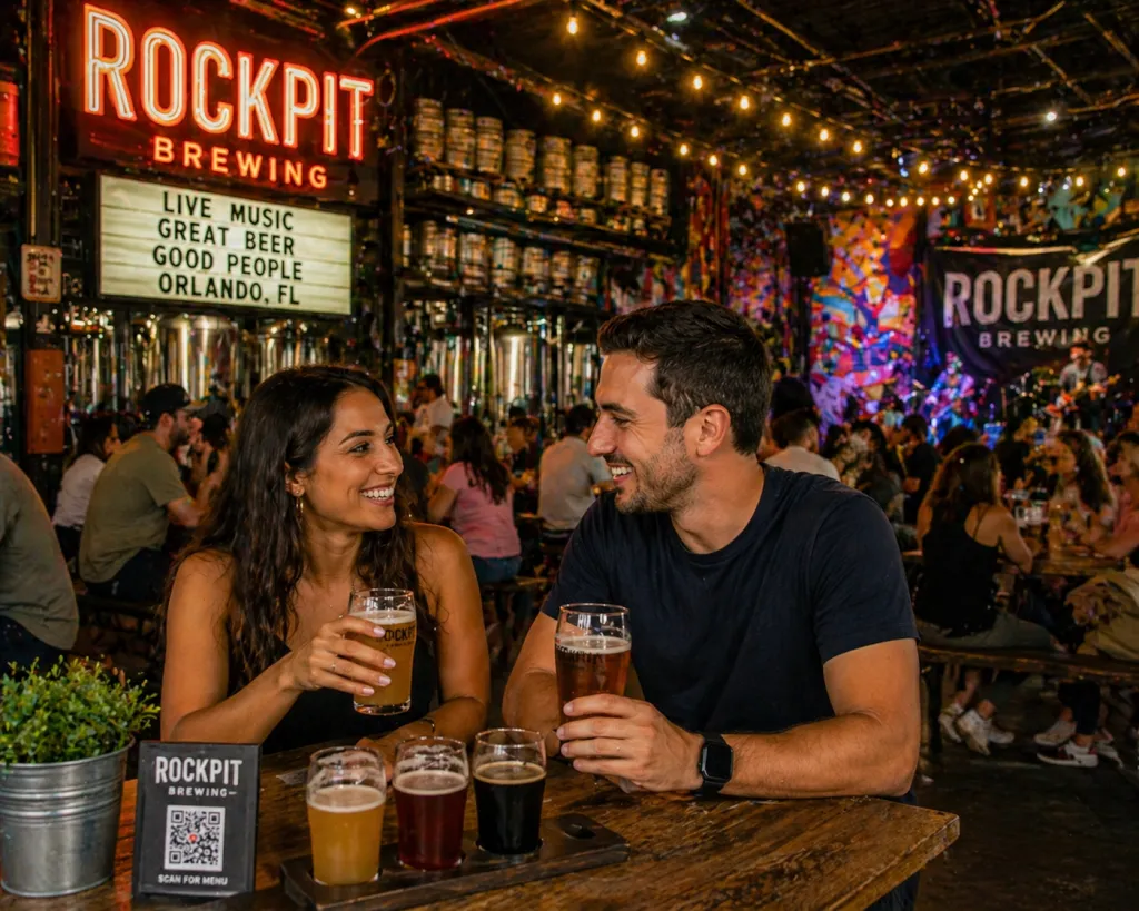 Look for food trucks parked near craft breweries like RockPit Brewing