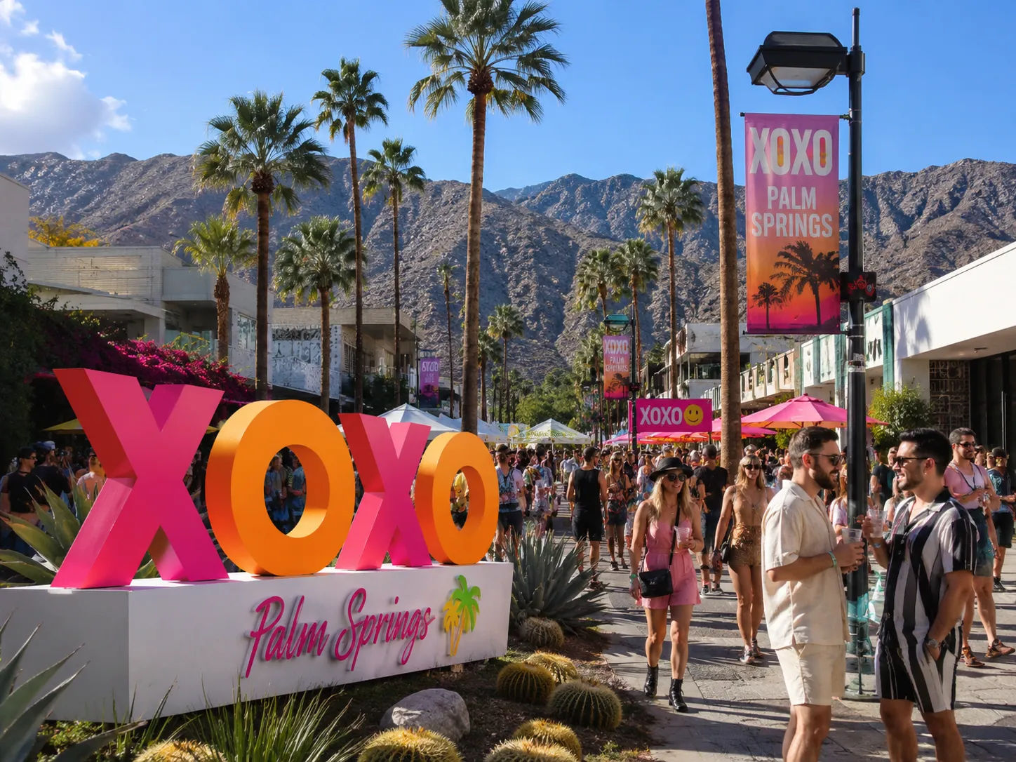 XOXO Palm Springs, which debuted in June 2026, brings arts, culture, performances, film, music, exhibitions, culinary experiences, and tours throughout the city