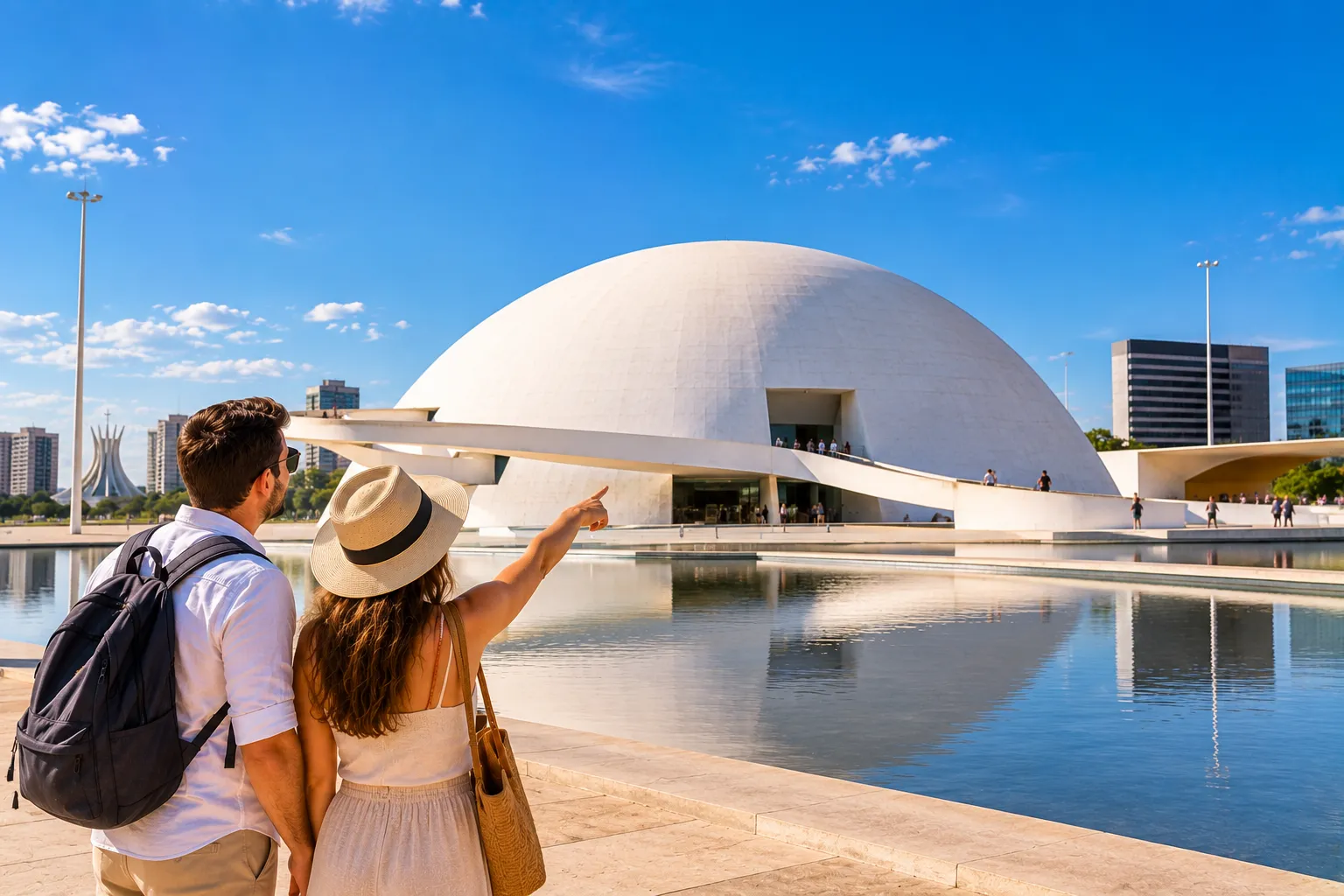 The National Museum of the Republic features a striking white dome and contemporary exhibitions in Brasília's cultural district