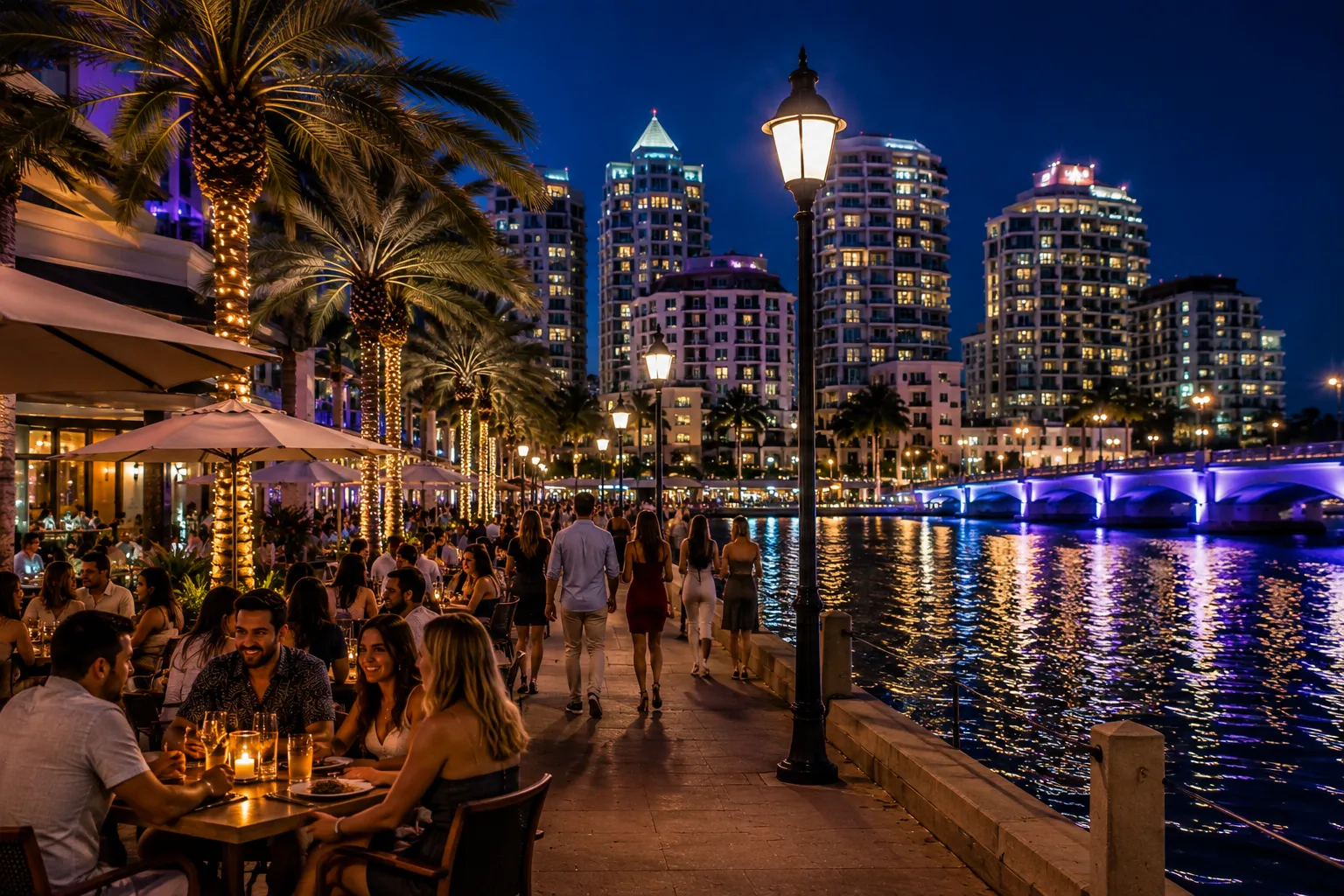 Start with dinner, walk along Clematis Street, and decide where to go next based on the atmosphere you find
