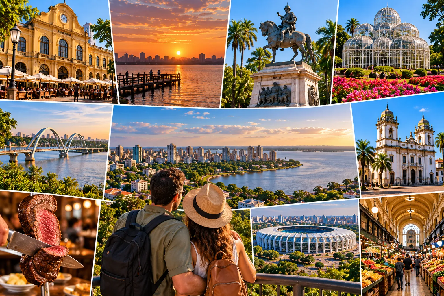 A couple enjoys Porto Alegre at sunset after exploring the city’s main cultural, historic, and natural attractions