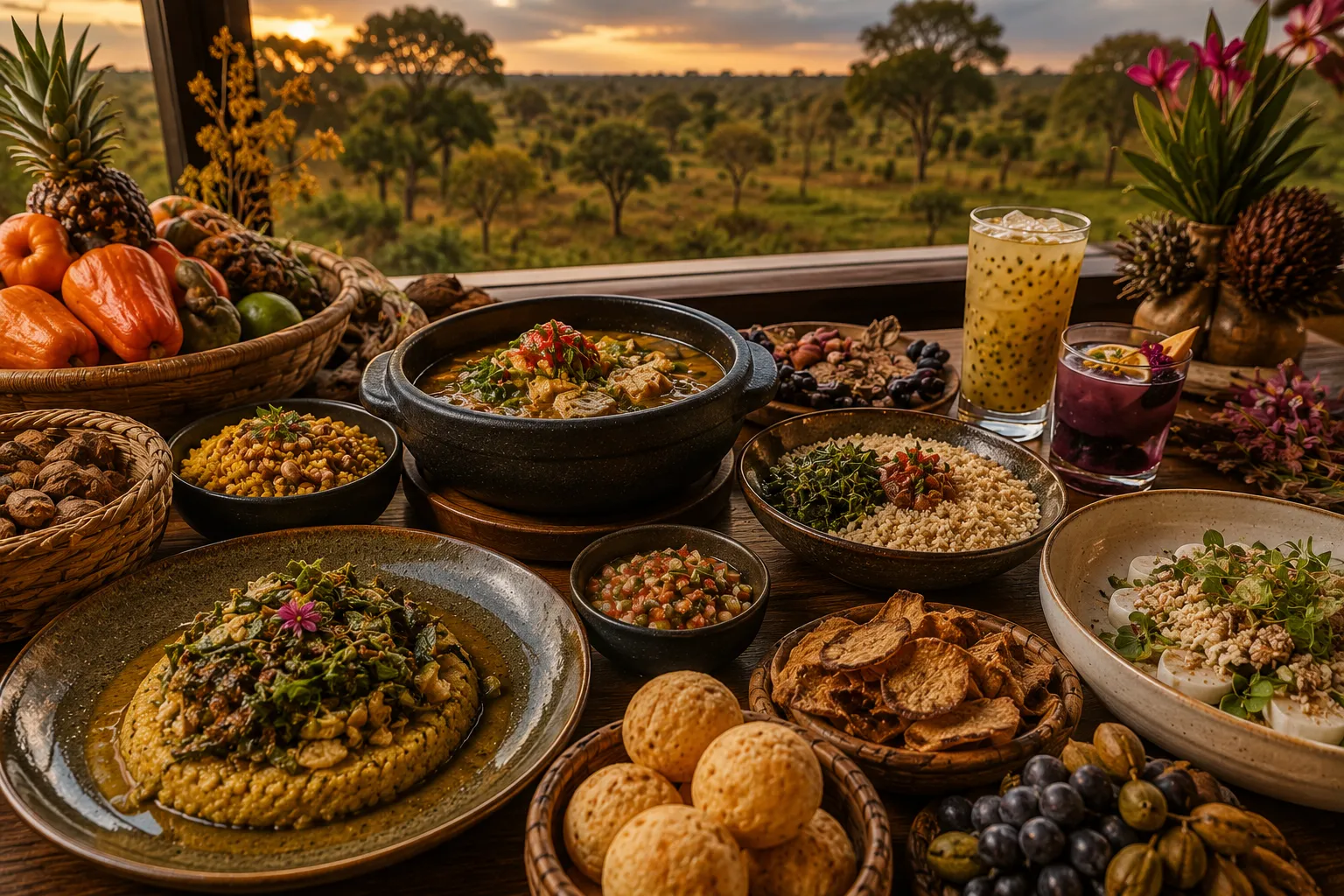 Native Cerrado ingredients such as pequi and baru are incorporated into a contemporary dish at a Brasília restaurant
