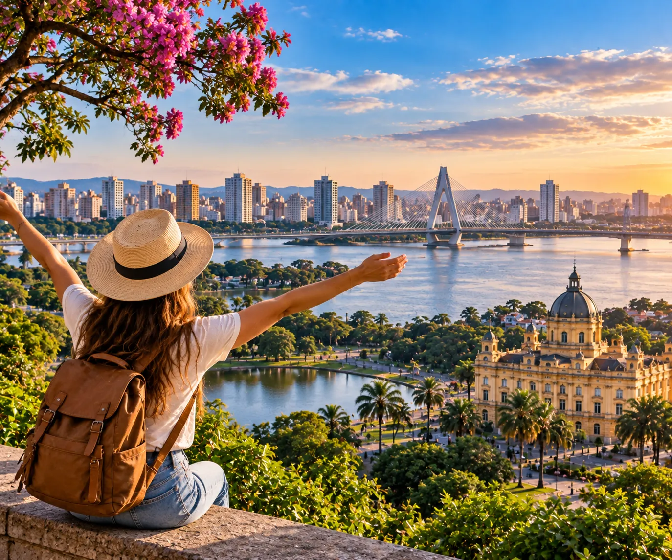 Tourists exploring Porto Alegre while enjoying cultural activities and the city's lively urban atmosphere