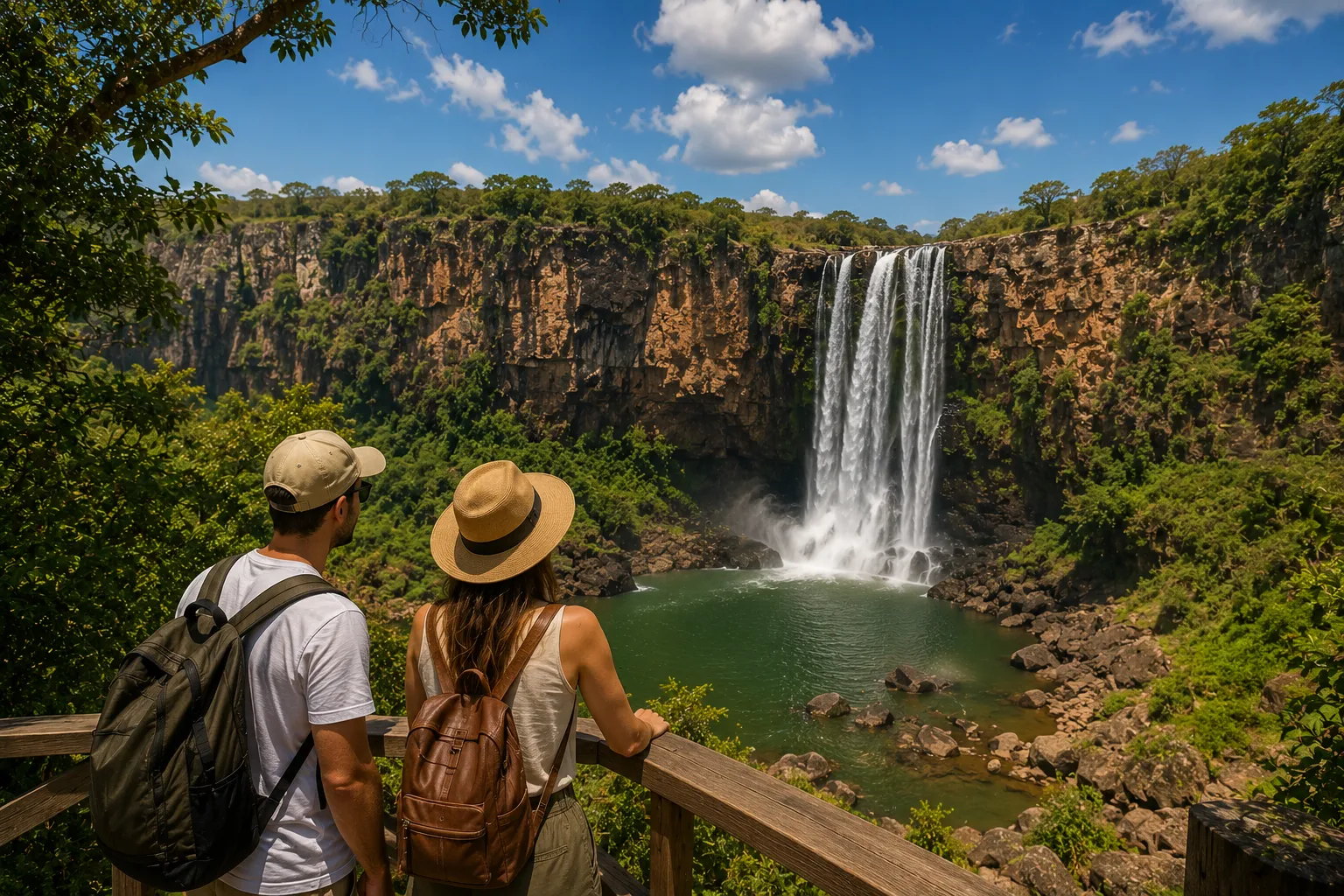 A spectacular waterfall surrounded by Cerrado vegetation creates natural pools and a peaceful escape from the city