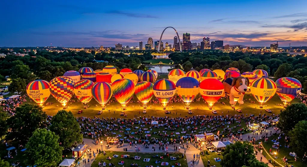 Seeing hot-air balloons illuminated against the St. Louis sky can easily become one of the most memorable moments of a trip