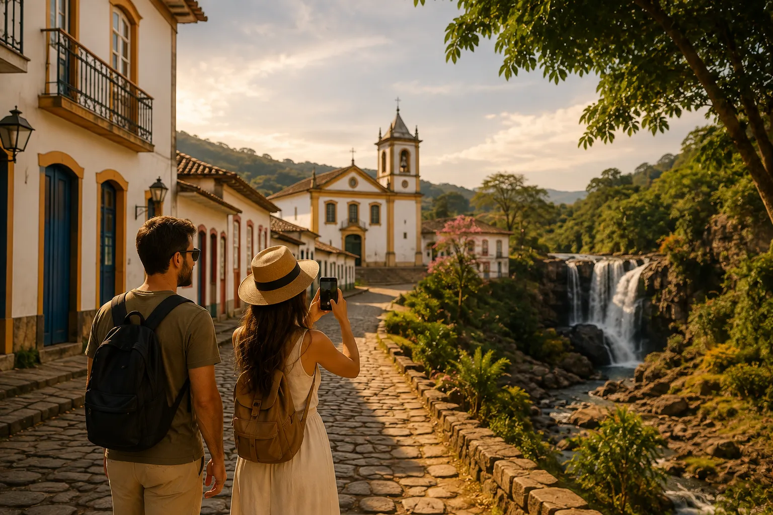 Pirenópolis combines colonial architecture, cobblestone streets, and waterfalls surrounded by Brazil’s beautiful Cerrado landscape