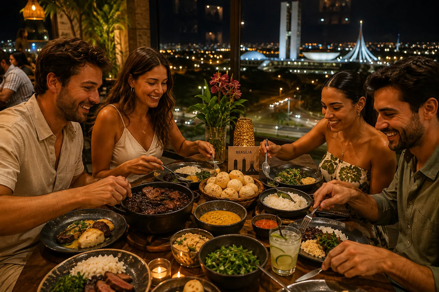 A traveler enjoys a Brazilian dinner in Brasília while discovering new flavors and traditional Cerrado ingredients